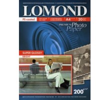 Фотобумага ПРЕМИУМ для стр.печати LOMOND200 г/м2 одностор.Super Glossy Bright 10х15см(20л)