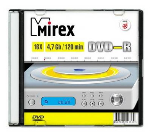 Диск DVD-R Mirex 4.7 Gb, 16x, Slim Case (1), (1/200)