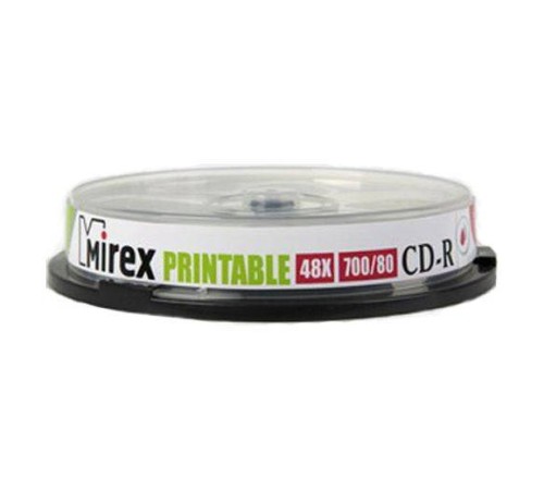 Диск CD-R Mirex 700 Mb, 48х, Cake Box (10), Ink Printable (10/300)