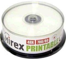 Диск CD-R Mirex 700 Mb, 48х, Cake Box (25), Ink Printable (25/300)