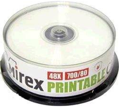 Диск CD-R Mirex 700 Mb, 48х, Cake Box (25), Ink Printable (25/300)