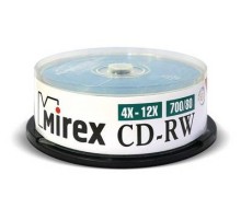 Диск CD-RW Mirex 700 Mb, 12х, Cake Box (25), (25/300)