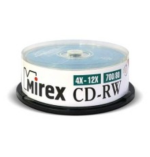 Диск CD-RW Mirex 700 Mb, 12х, Cake Box (25), (25/300)