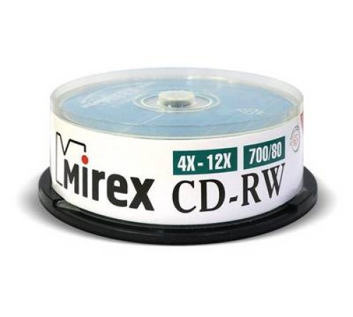 Диск CD-RW Mirex 700 Mb, 12х, Cake Box (25), (25/300)