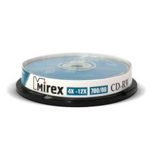 Диск CD-RW Mirex 700 Mb, 12х, Cake Box (10), (10/300)