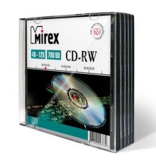 CD-RW Mirex 12-x Disk 700Mb 80min (Slim case, 5 шт.) [UL121002A8F]
