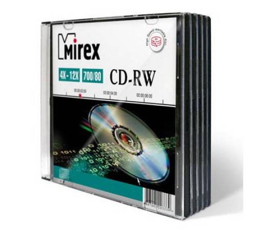 CD-RW Mirex 12-x Disk 700Mb 80min (Slim case, 5 шт.) [UL121002A8F]