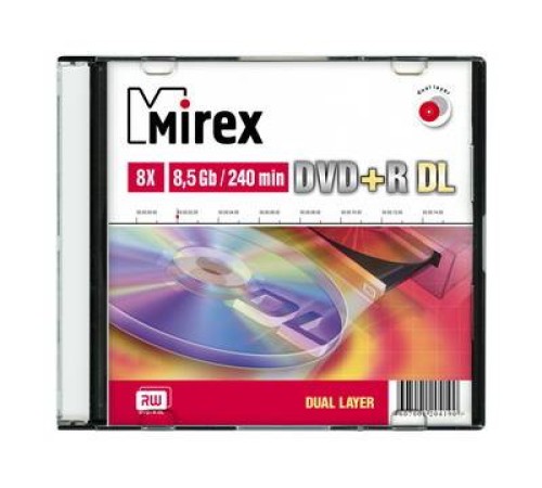 Mirex Диск DVD+R 8.5 Gb, 8x, Slim Case (1), Dual Layer (1/50) (UL130062A8S) (204190) Mirex Диск DVD+R 8.5 Gb, 8x, Slim Case (1), Dual Layer (1/50) (UL130062A8S) (204190)