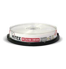 Диск DVD+R Mirex 8.5 Gb, 8x, Cake Box (10), Ink Printable, Dual Layer (10/300)