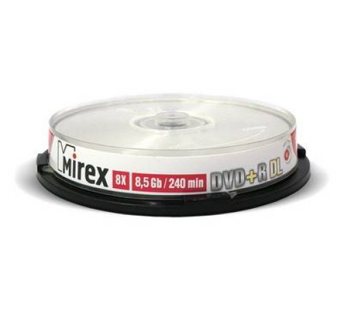 Диск DVD+R Mirex 8.5 Gb, 8x, Cake Box (10), Ink Printable, Dual Layer (10/300)