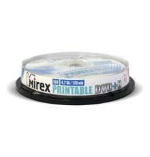 Диск DVD+R Mirex 4.7 Gb, 16x, Cake Box (10), Ink Printable (10/300)