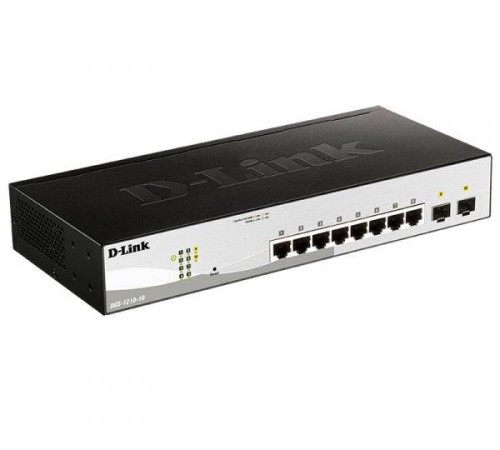 D-Link DGS-1210-10 Настраиваемый коммутатор WebSmart с 8 портами 10/100/1000Base-T и 2 портами 1000Base-X SFP