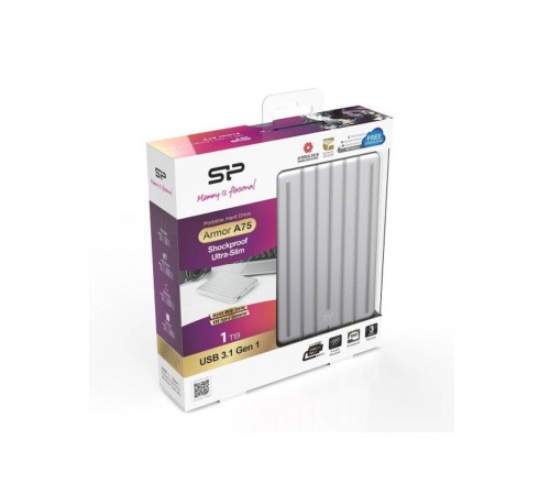 Внешний жесткий диск 1TB Silicon Power Armor A75, 2.5", USB 3.2, Алюминий Внешний жесткий диск 1TB Silicon Power Armor A75, 2.5", USB 3.2, Алюминий