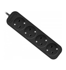 Defender Удлинитель M418 1.8 м, 4 розетки, черный [99325],с заземлением