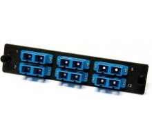Hyperline FO-FPM-W120H32-12LC-BL Панель для FO-19BX с 12 LC адаптерами, 12 волокон, одномод OS1/OS2, 120x32 мм, адаптеры цвета синий (blue)