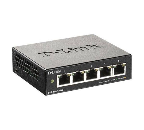 D-Link DGS-1100-05V2/A1A Настраиваемый L2 коммутатор с 5 портами 10/100/1000Base-T