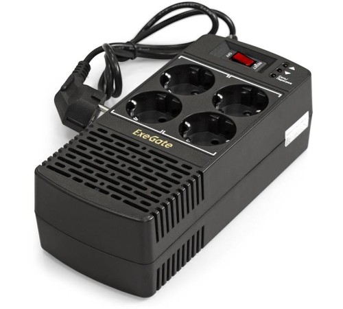 Exegate EP285941RUS Стабилизатор ExeGate Power AD5000-500 (500VA/300W, диапазон 150...280В, 4 евророзетки)