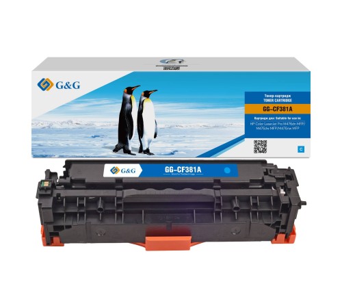 Картридж G&G, аналог HP CF381A/312A синий 2.7k с чипом