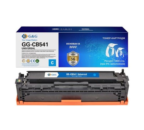 Картридж G&G, аналог HP CB541A/CE321A/CF211X/ Canon 716 синий 1.4k с чипом