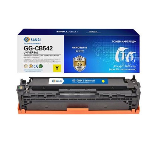 Картридж G&G, аналог HP CB542A/CE322A/CF212X/ Canon 716 желтый 1.4k с чипом