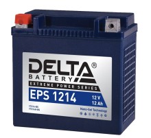 Стартерный мото аккумулятор Delta EPS 1214 12В/12Ач, клемма Болт + гайка Ø 6 мм (149х87х144мм (149мм); 4,6кг; Срок служб