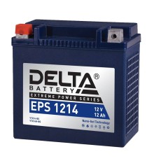 Стартерный мото аккумулятор Delta EPS 1214 12В/12Ач, клемма Болт + гайка Ø 6 мм (149х87х144мм (149мм); 4,6кг; Срок служб