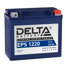 Стартерный мото аккумулятор Delta EPS 1220 12В/20Ач, клемма Болт + гайка Ø 6 мм (205х87х162мм (167мм); 7,74кг; Срок служ