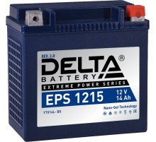 Стартерный мото аккумулятор Delta EPS 1215 12В/15Ач, клемма Болт + гайка Ø 6 мм (149х87х144мм (144мм); 4,6кг; Срок служб