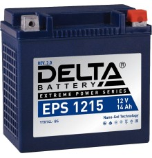 Стартерный мото аккумулятор Delta EPS 1215 12В/15Ач, клемма Болт + гайка Ø 6 мм (149х87х144мм (144мм); 4,6кг; Срок служб