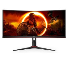 МОНИТОР 34" AOC CU34G2XP Black-Red (VA, изогнутый, 3440x1440, 180Hz, 1 ms, 178°/178°, 300 cd/m, 80M:1, +2xHDMI 2.0, DP)