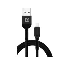 Defender Кабель F167, USB 2.0 (AM) - Type C, 1метр, 2.4А, нейлоновая оплетка, чёрный.