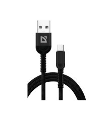 Defender Кабель F167, USB 2.0 (AM) - Type C, 1метр, 2.4А, нейлоновая оплетка, чёрный.