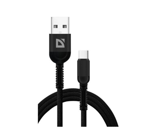 Defender Кабель F167, USB 2.0 (AM) - Type C, 1метр, 2.4А, нейлоновая оплетка, чёрный.