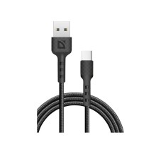 Defender Кабель F181, USB 2.0 (AM) - Type C, 1метр, 2.4А, нейлоновая оплетка, чёрный.