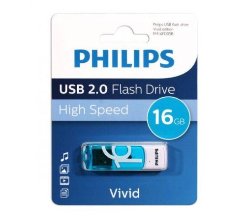 Флеш накопитель 16GB PHILIPS VIVID2.0 16GB, USB 2.0