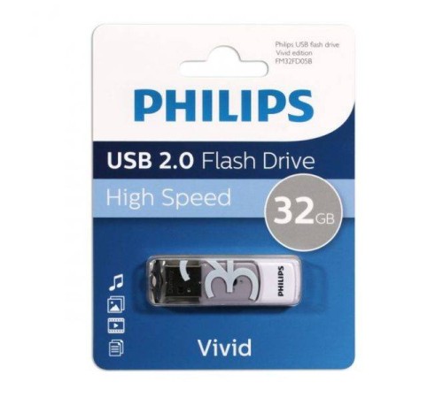 Флеш накопитель 32GB PHILIPS VIVID2.0 32GB, USB 2.0