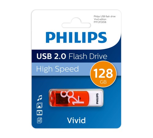 Флеш накопитель 128GB PHILIPS VIVID2.0 128GB, USB 2.0
