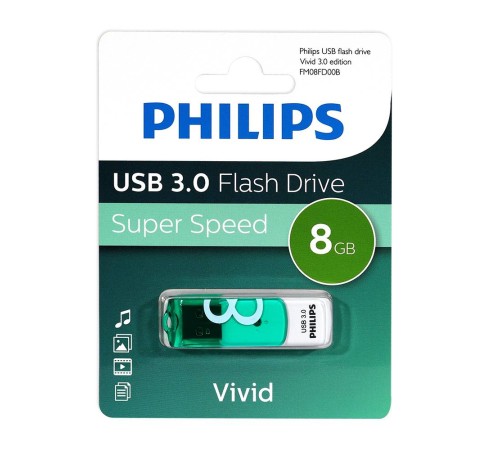 Флеш накопитель 8GB PHILIPS VIVID3.0 8GB, USB 3.0