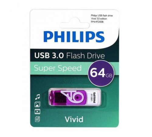 Флеш накопитель 64GB PHILIPS VIVID3.0 64GB, USB 3.0