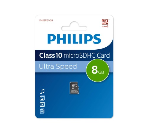 Флеш карта microSD 8GB PHILIPS microSDHC Class 10
