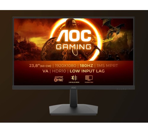 МОНИТОР 23.8" AOC 24G15N2 Black (VA, 1920x1080, 180Hz, 1 ms, 178°/178°, 250 cd/m, 80M:1, +2xHDMI 2.0, +DisplayPort 1.4)