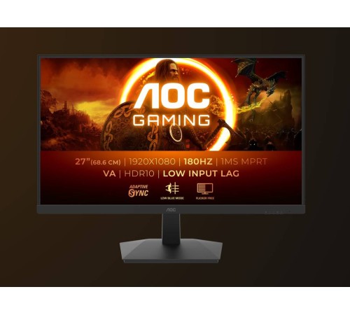 МОНИТОР 27" AOC 27G15N2 Black (VA, 1920x1080, 180Hz, 1 ms, 178°/178°, 250 cd/m, 80M:1, +2xHDMI 2.0, +DisplayPort 1.4)