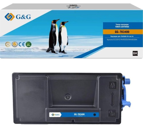 Тонер-картридж G&G, аналог Kyocera TK-3400 12.5k с чипом
