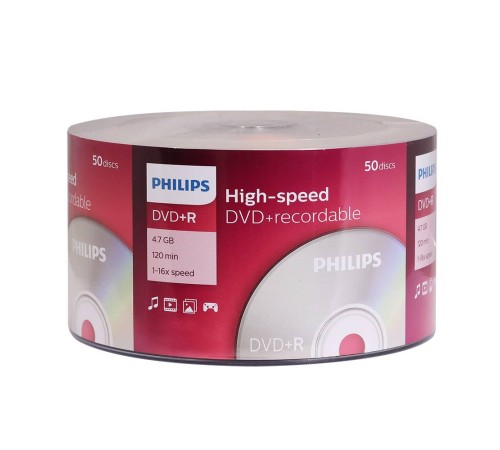 Диск DVD+R Philips 4.7Gb 16x Cake Box (50шт) (5738)