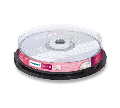 Диск DVD-R Philips 4.7 Gb, 16x, Cake Box (10)