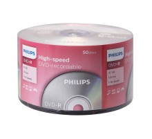 Диск DVD-R Philips 4.7 Gb, 16x, Cake Box (50)