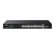 Tenda TEG1128P-24-410W Коммутатор неуправляемый PoE, 28 порта, 24x1 Гбит/с, PoE 24х30 Вт (до 410Вт), RJ45 2x1 Гбит/с