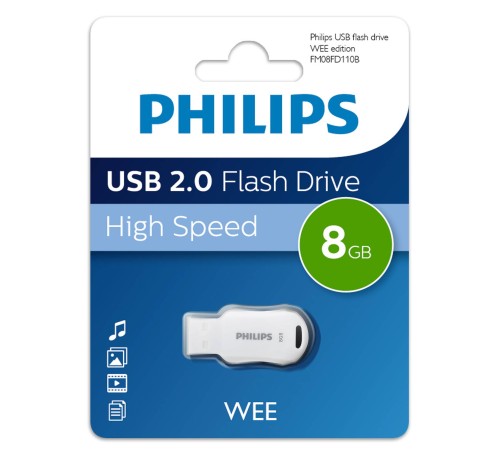 Флеш накопитель 8GB PHILIPS WEE 2.0 8GB, USB 2.0