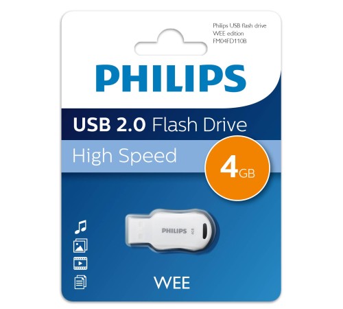 Флеш накопитель 4GB PHILIPS WEE 2.0 8GB, USB 2.0