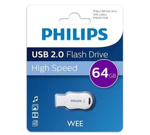 Флеш накопитель 64GB PHILIPS WEE 2.0 64GB, USB 2.0